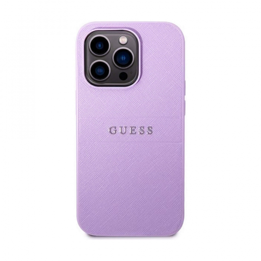 ����� ��� iPhone 14 Pro Max, 14 Pro Guess PU Saffiano metal logo Hard Purple 