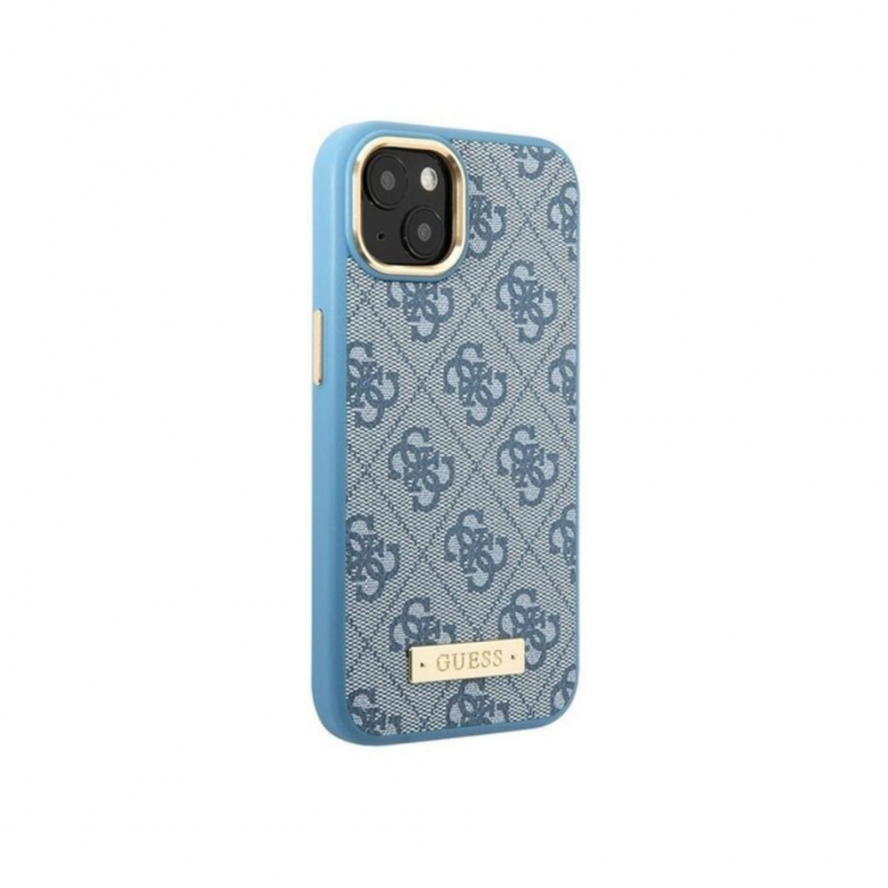 ����� ��� iPhone  13 Pro Max Guess PU 4G Plate metal logo Blue Mag
