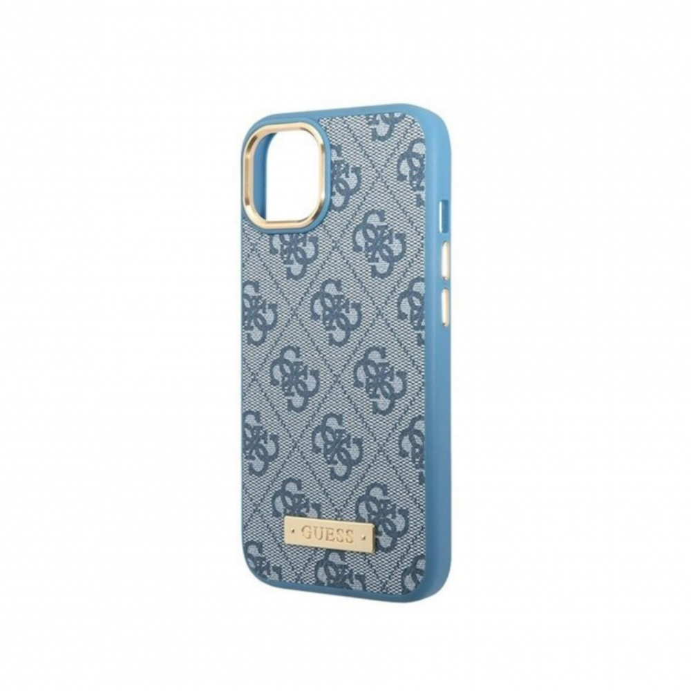 ����� ��� iPhone  13 Pro Max Guess PU 4G Plate metal logo Blue Mag