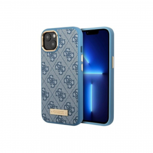 ����� ��� iPhone  13 Pro Max Guess PU 4G Plate metal logo Blue Mag