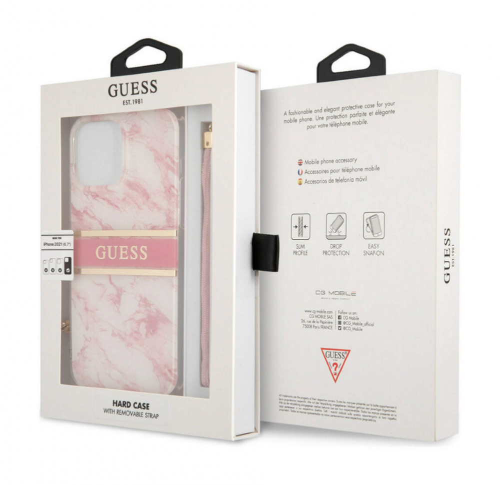 ����� ��� iPhone 13 Pro Guess PC/TPU Marble Hard+Nylop, �������