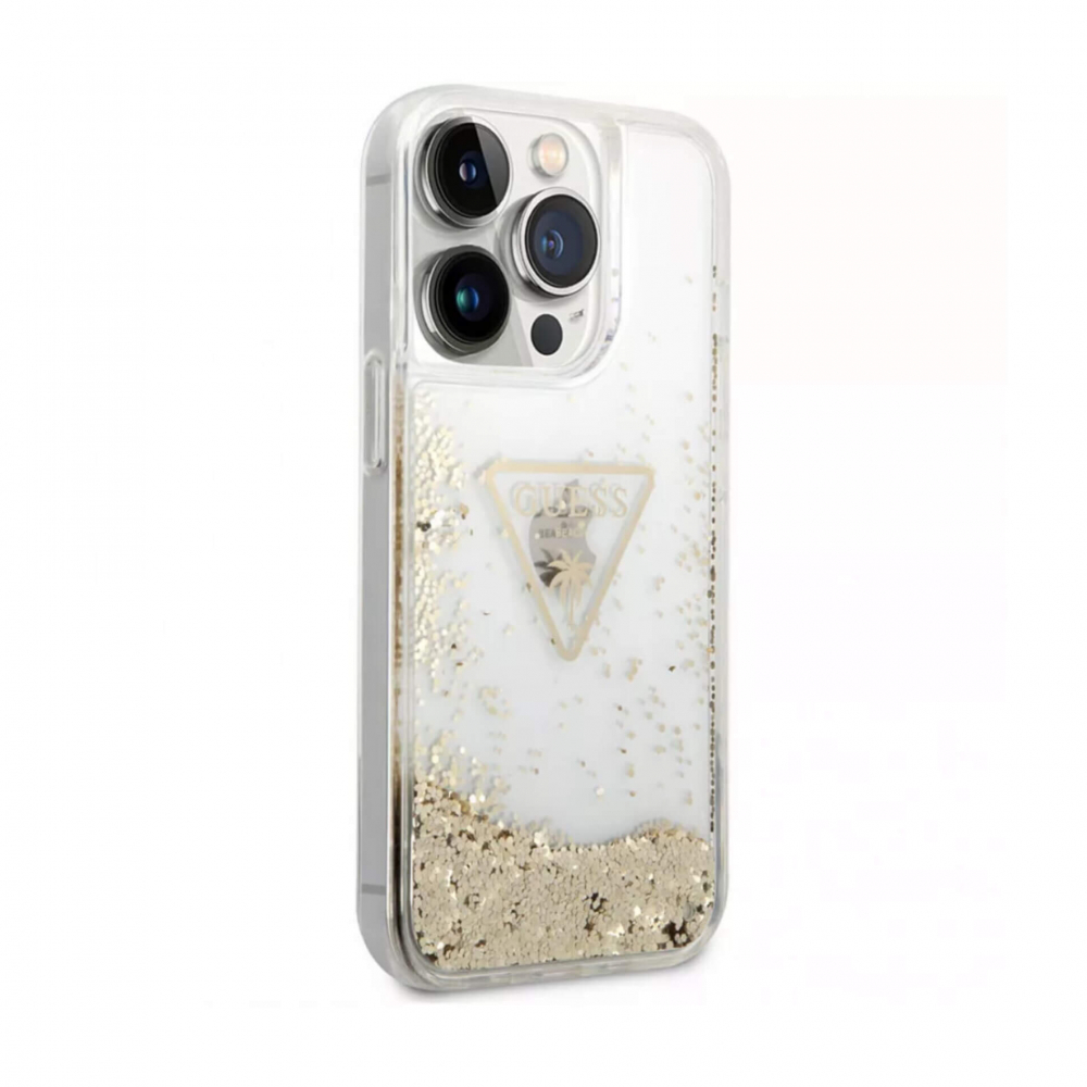 ����� ��� iPhone 14 Pro Guess Liquid Glitter Trangle Translu Transp, ����������