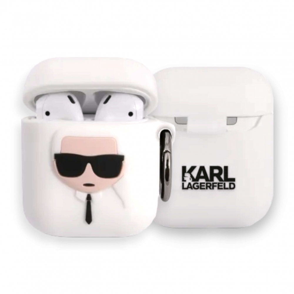 ����� ��� AirPods Lagerfeld Silicone case Karl KLACCSILKHWH