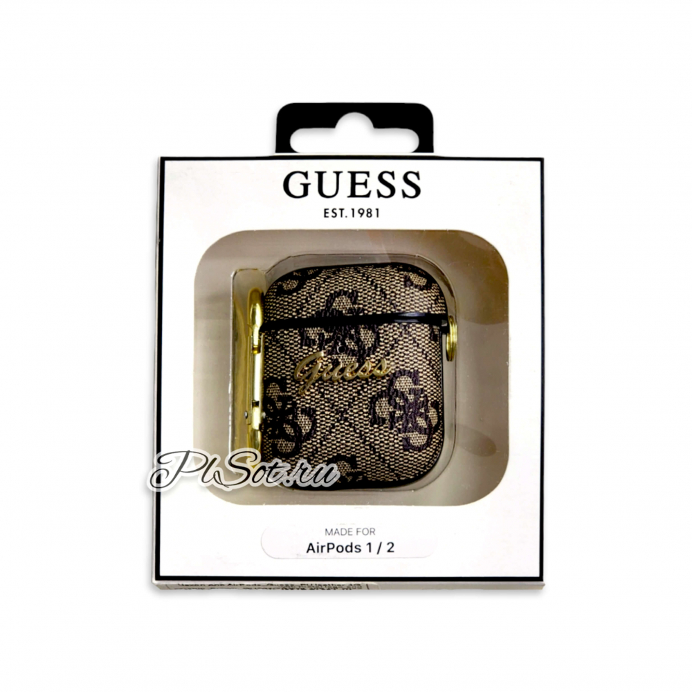 ����� ��� AirPods 1, 2 GUESS PU leather 4G metal logo, ����������