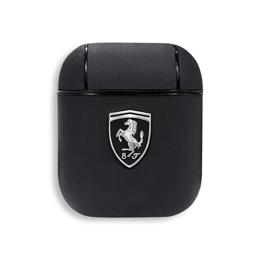 ����� ��� AirPods 1, 2 Ferrari Off Track Genuine leather with metal logo Black FEOA2LEBK
