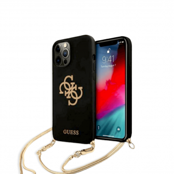 ����� ��� iPhone 12 Pro Max, Guess, �� �������, Liquid silicone, Big Blask+Gold