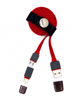 ������ USB VOKO ��� ������� � �������� ������ 2 � 1 Lighting/Micro (red)