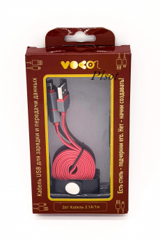 ������ USB VOKO ��� ������� � �������� ������ 2 � 1 Lighting/Micro (red)